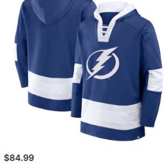 Tampa Bay Lightning Fanatics Inside Line Fleece Pullover Jersey Hoodie - Picture 2 of 6